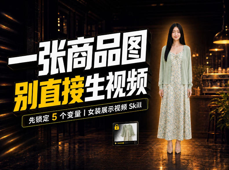 女装AI视频总翻车？问题不在提示词，女装展示视频Skill先锁定5个变量！-我爱项目网