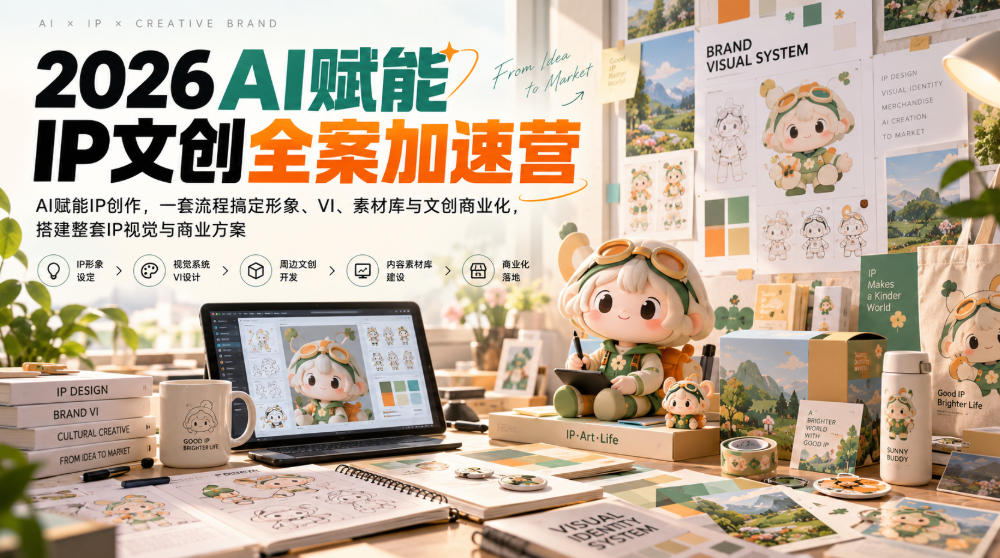 2026AI赋能ip文创全案加速营，AI赋能IP创作，一套流程搞定形象、VI、素材库与文创商业化，搭建整套IP视觉与商业方案-我爱项目网