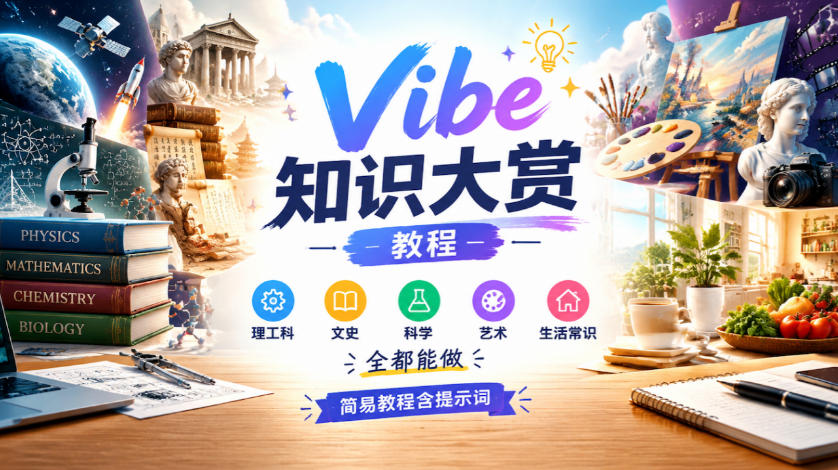 Vibe知识大赏教程，理工科、文史、科学、艺术、生活常识全都能做，简易教程含提示词-我爱项目网