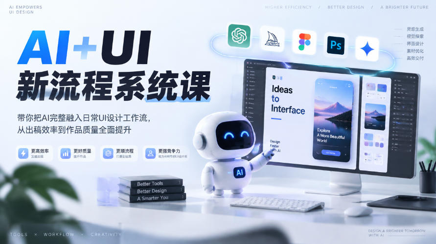 【无水印】AI+UI新流程系统课，带你把AI完整融入日常UI设计工作流，从出稿效率到作品质量全面提升（2026第4期）-我爱项目网