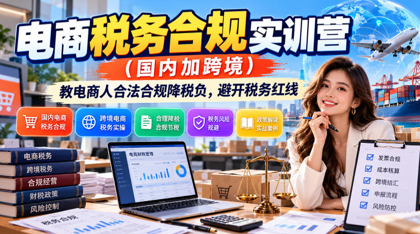 电商税务合规实训营（国内加跨境），教电商人合法合规降税负，避开税务红线-我爱项目网