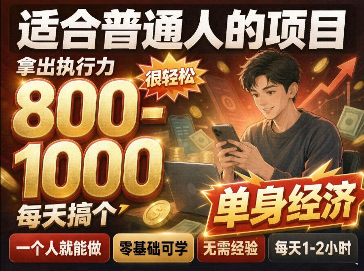 单身交友社群，普通人拿出执行力一个人每天搞个800-1k很轻松，普通人随时入局，无需经验【揭秘】-我爱项目网