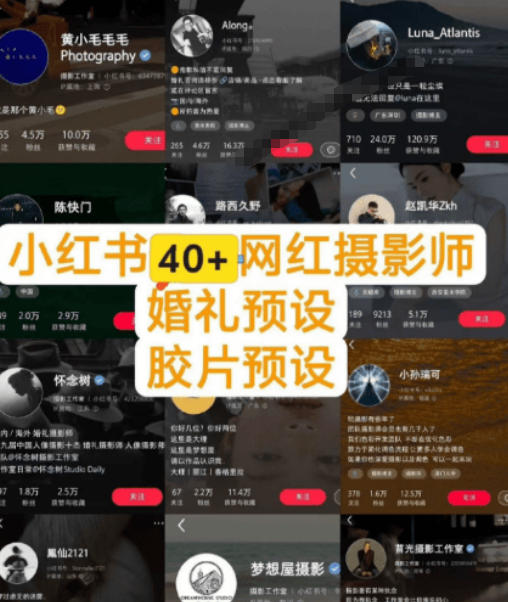 图片[2]-独家高质量调色素材合集！精选小红书40+多位网红婚礼/人像/风光摄影师的预设，按姓名整理，建议收藏！-我爱项目网