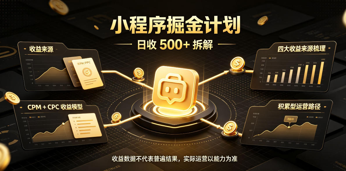 小程序推广计划，日收500+，腾讯官方打款，客户留存率高，收益长期稳定【揭秘】-我爱项目网