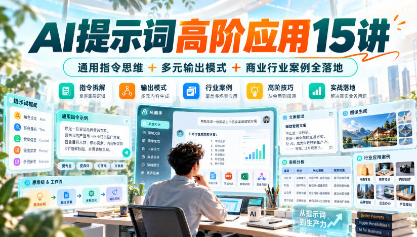 AI提示词高阶应用15讲｜通用指令思维+多元输出模式+商业行业案例全落地-我爱项目网