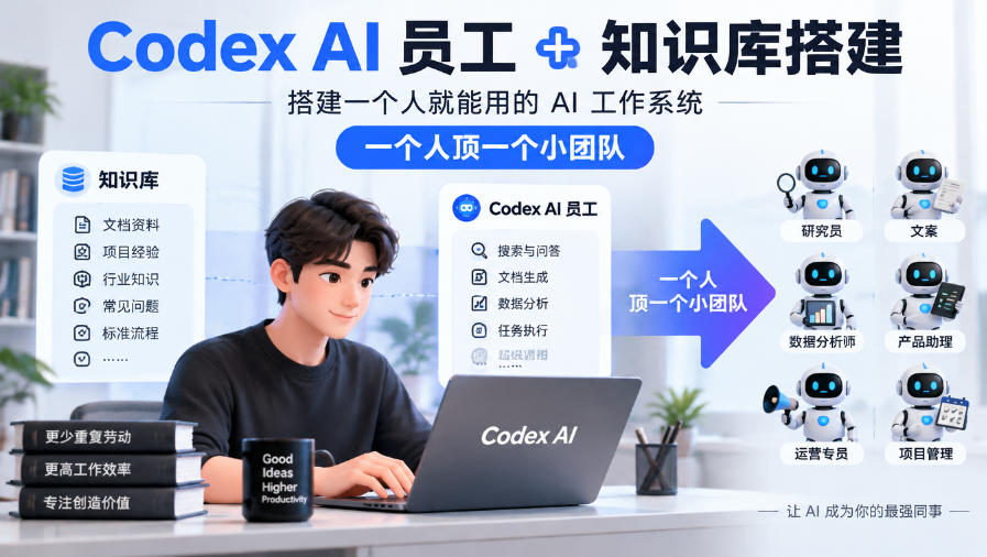Codex AI员工+知识库搭建，搭建一个人就能用的AI工作系统，一个人顶一个小团队-我爱项目网