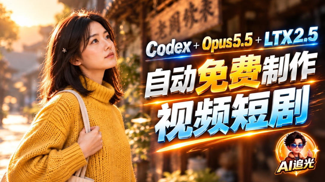 【无水印】Codex出图+免费LTX-2.5生成视频，Claude Opus 5.5全自动剪出1分钟情感短剧《停了的表》-我爱项目网