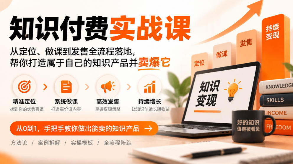 知识付费实战课:从定位、做课到发售全流程落地,帮你打造属于自己的知识产品并卖爆它-我爱项目网