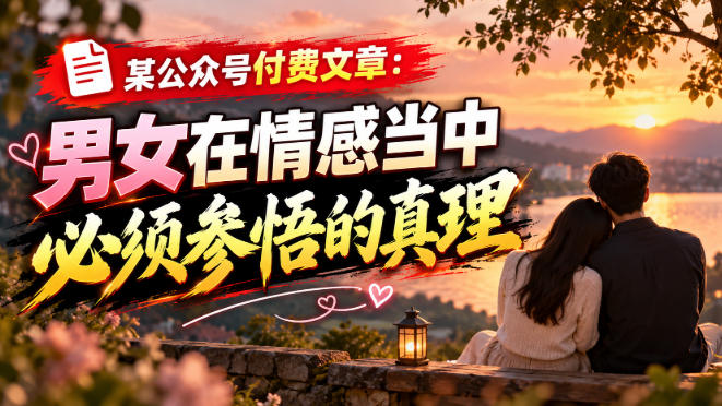 某公众号付费文章:男女在情感当中必须参悟的真理-我爱项目网