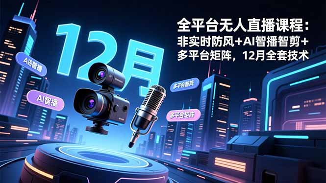 （16754期）全平台无人直播课程：非实时防风＋AI智播智剪＋多平台矩阵，12月全套技术-我爱项目网