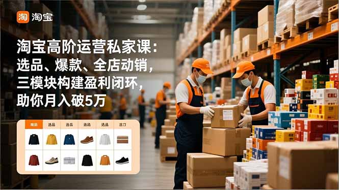 （16934期）淘宝高阶运营私家课：选品、爆款、全店动销，三模块构建盈利闭环，助你月入破5万（更新12月）-我爱项目网