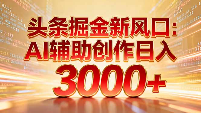 （16923期）头条掘金新风口：AI辅助创作日入3000+，矩阵玩法当天启动隔天见效-我爱项目网