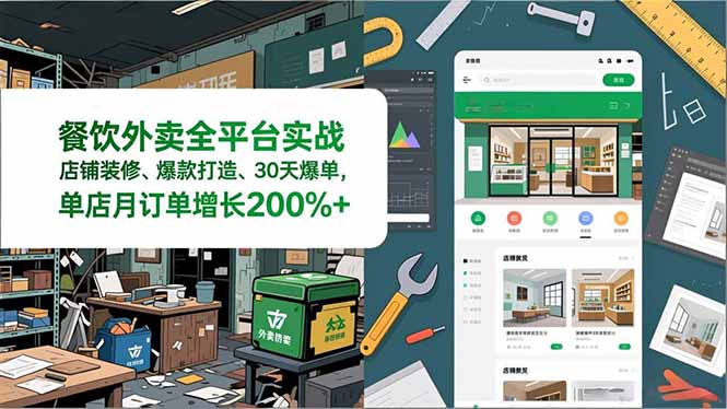 （16978期）餐饮外卖全平台实战，店铺装修、爆款打造、30天爆单，手把手教学，单店月订单增长200%+-我爱项目网
