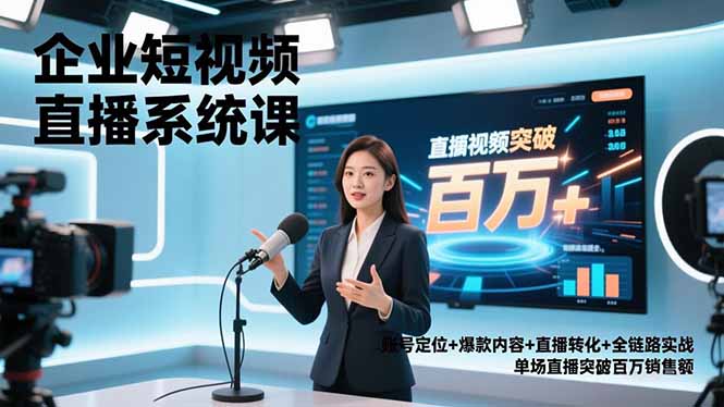 (16878期)企业短视频直播系统课,账号定位+爆款内容+直播转化+全链路实战,单场直播突破百万销售额-我爱项目网