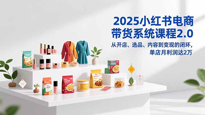 （16880期）2025小红书电商带货系统课程2.0，从开店、选品、内容到变现的闭环，单店月利润达2万-我爱项目网