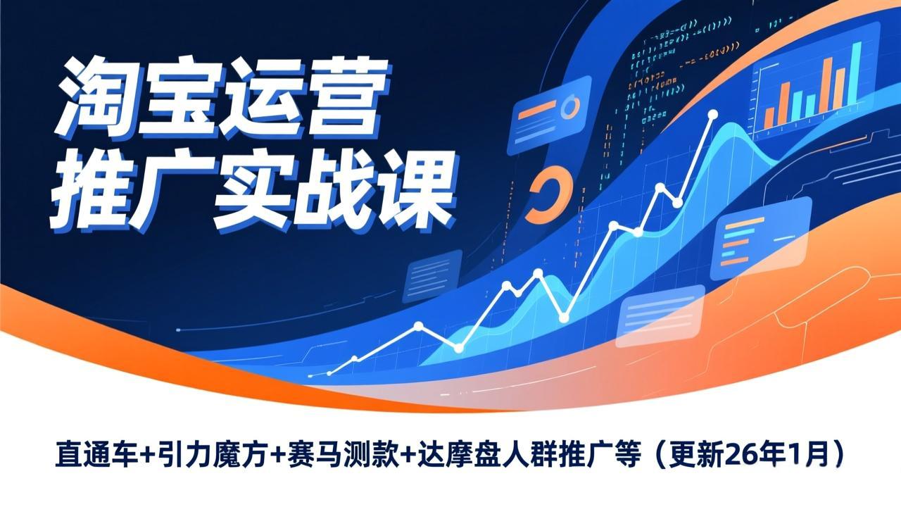 （17200期）淘宝运营推广实战课，直通车+引力魔方+赛马测款+达摩盘人群推广等（更新26年1月）-我爱项目网