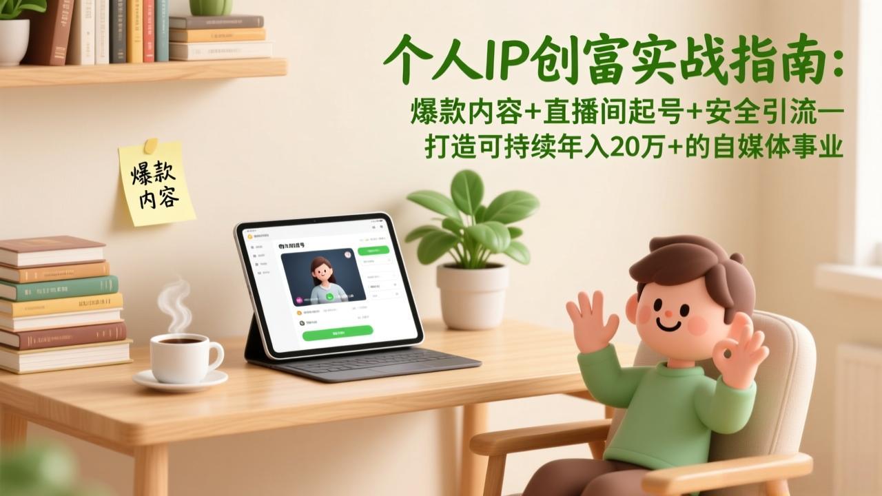 （17217期）个人IP创富实战指南：爆款内容+直播间起号+安全引流，打造可持续年入20万+的自媒体事业-我爱项目网