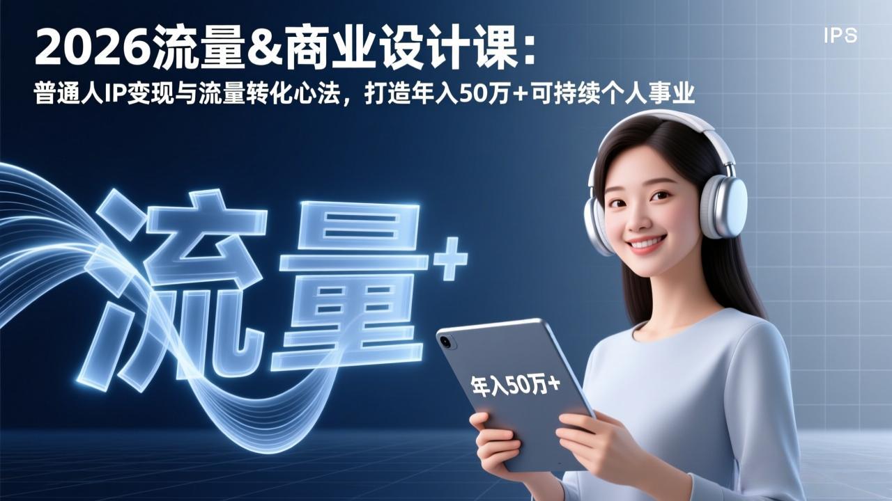 （17246期）2026流量&商业设计课：普通人IP变现与流量转化心法，打造年入50万+可持续个人事业-我爱项目网