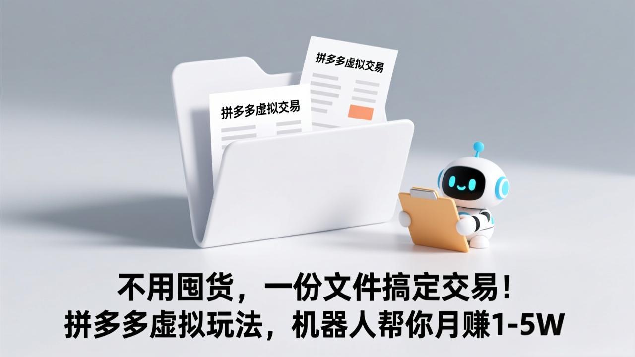 （17265期）不用囤货，一份文件搞定交易！拼多多虚拟玩法，机器人帮你月赚 1-5W-我爱项目网