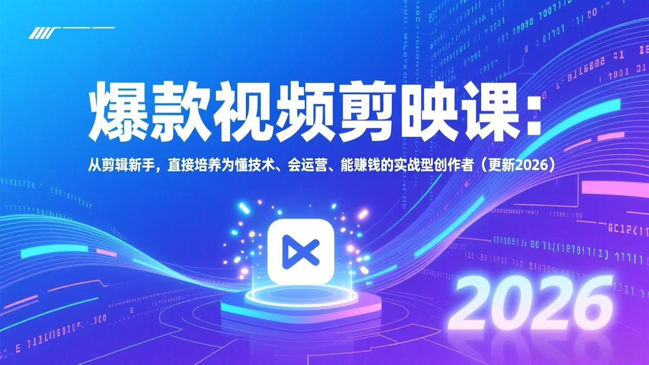 （17232期）爆款视频剪映课：从剪辑新手，直接培养为懂技术、会运营、能赚钱的实战型创作者（更新2026）-我爱项目网