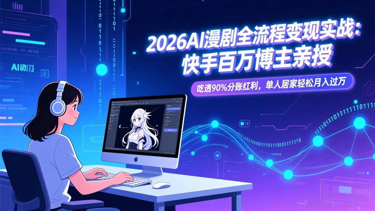 （17266期）2026AI漫剧全流程变现实战：快手百万博主亲授，吃透90%分账红利，单人居家轻松月入过万-我爱项目网