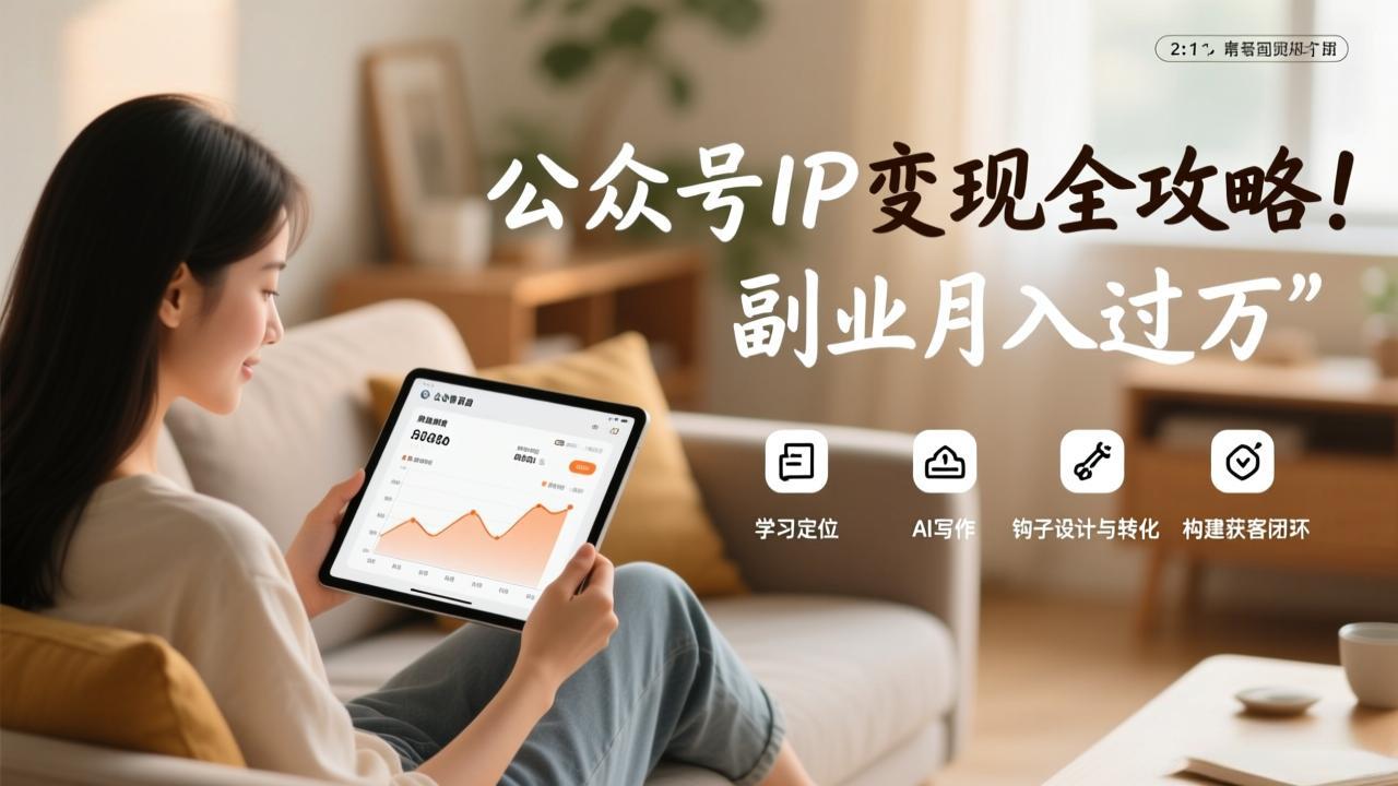 （17275期）公众号IP变现全攻略，学习定位、AI写作、钩子设计与转化，构建获客闭环，副业月入过万-我爱项目网