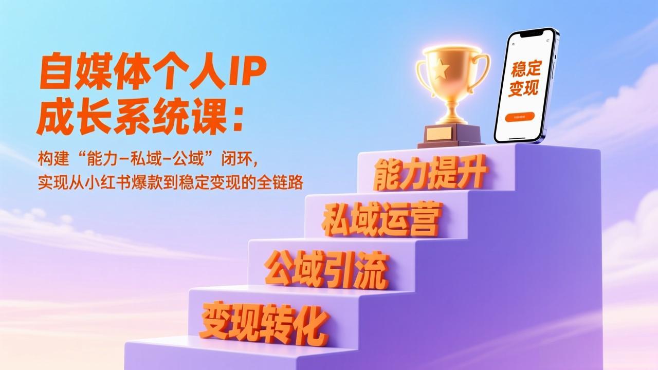 （17192期）自媒体个人IP成长系统课：构建“能力-私域-公域”闭环，实现从小红书爆款到稳定变现的全链路-我爱项目网