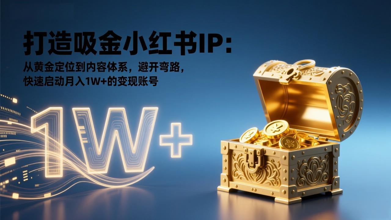 （17227期）打造吸金小红书IP：从黄金定位到内容体系，避开弯路，快速启动月入1W+的变现账号-我爱项目网
