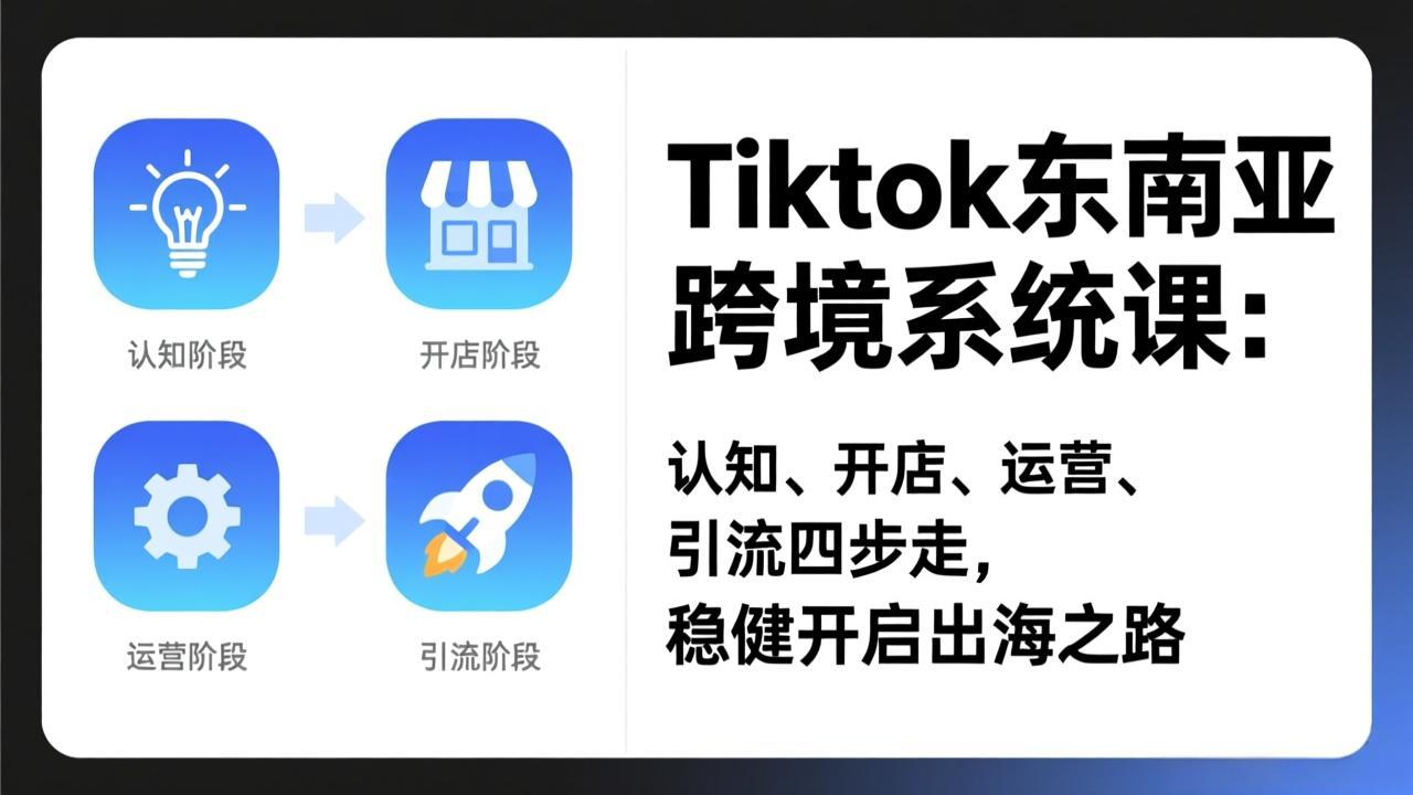 （17243期）TikTok东南亚跨境系统课：认知、开店、运营、引流四步走，稳健开启出海之路-我爱项目网