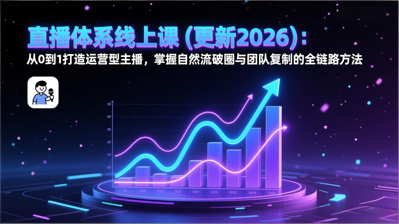 （17186期）直播体系线上课(更新2026)：从0到1打造运营型主播，掌握自然流破圈与团队复制的全链路方法-我爱项目网