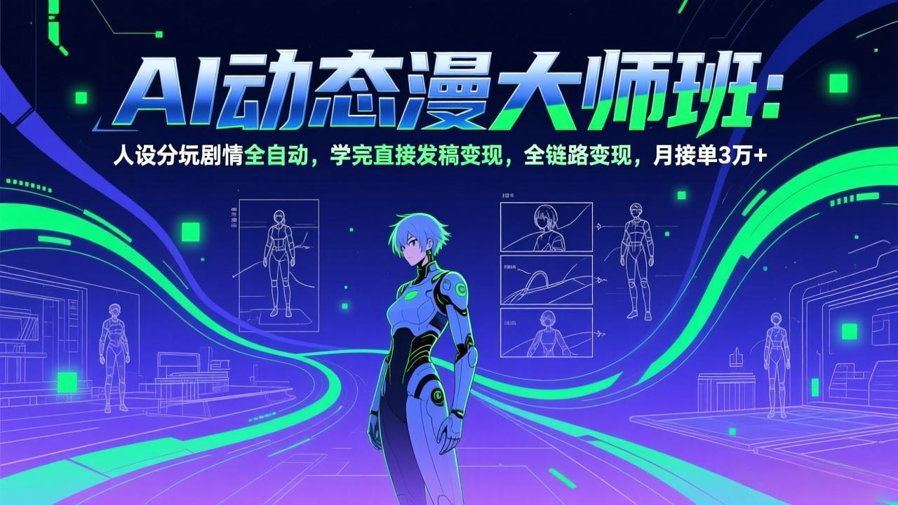 （17402期）AI动态漫剧大师班：人设分镜剧情全自动，学完直接发稿变现，全链路变现，月接单3万+-我爱项目网