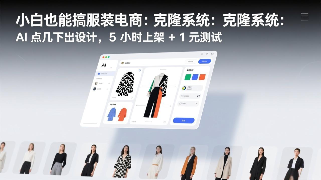 （17411期）小白也能搞服装电商：克隆系统：AI 点几下出设计，5 小时上架 + 1 元测试-我爱项目网