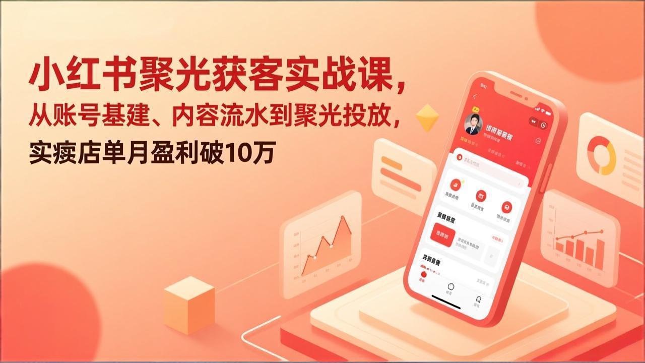（17377期）小红书聚光获客实战课，从账号基建、内容流水到聚光投放，实体店单月盈利破10万-我爱项目网
