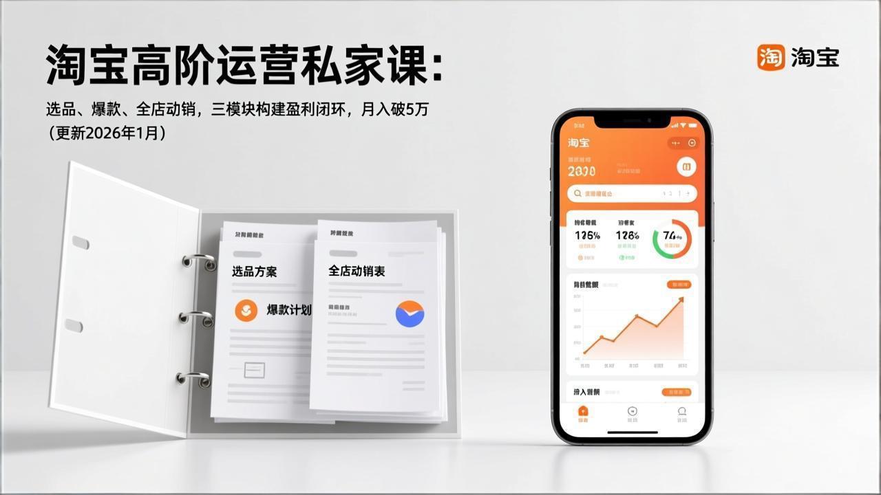 （17280期）淘宝高阶运营私家课：选品、爆款、全店动销，三模块构建盈利闭环，月入破5万（更新26年1月）-我爱项目网