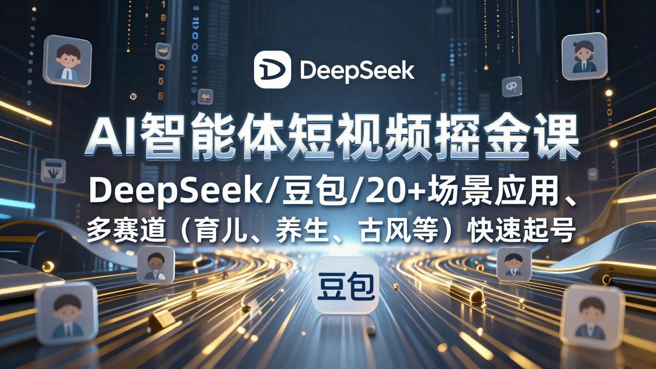 （17365期）AI智能体短视频掘金课，DeepSeek/豆包/20+场景应用、多赛道（育儿、养生、古风等）快速起号-我爱项目网