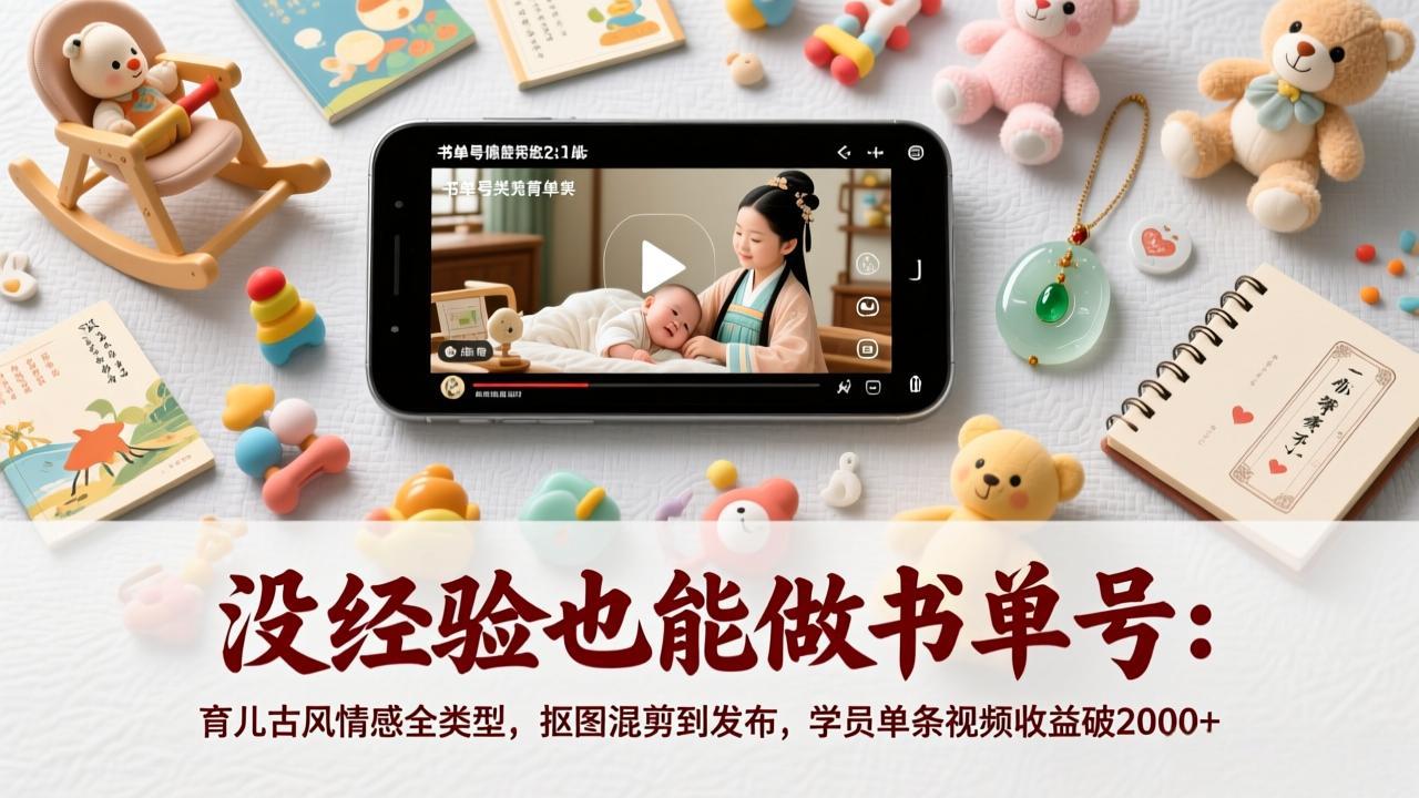 （17389期）没经验也能做书单号：育儿古风情感全类型，抠图混剪到发布，学员单条视频收益破2000+-我爱项目网