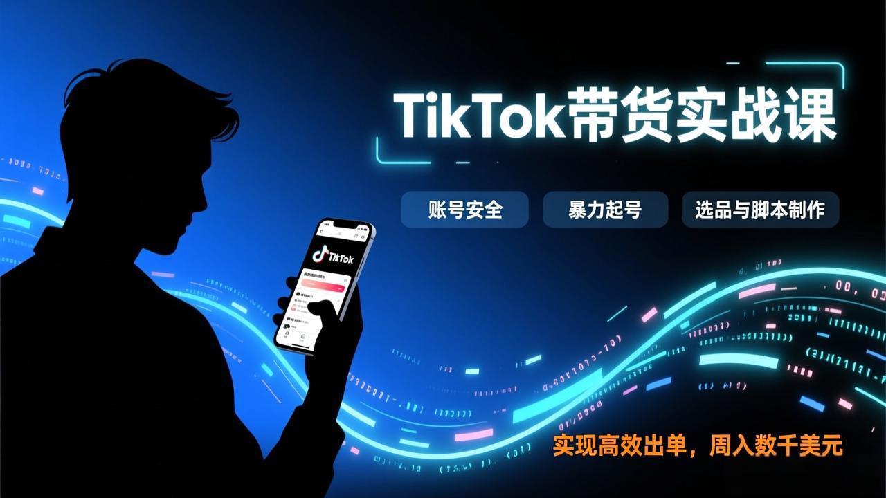 （17278期）TikTok带货实战课，涵盖账号安全、暴力起号、选品与脚本制作，实现高效出单，周入数千美元-我爱项目网