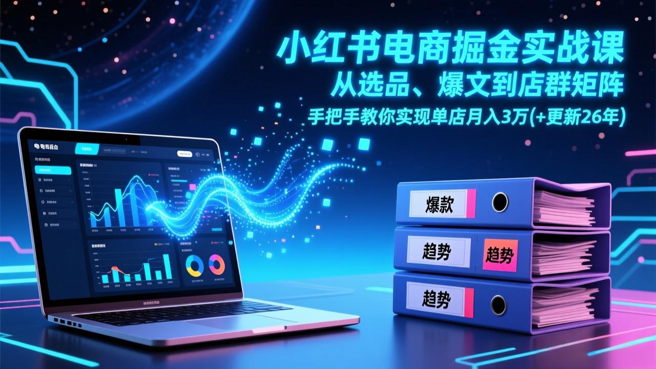 （17290期）小红书电商掘金实战课，从选品、爆文到店群矩阵，手把手教你实现单店月入3万+(更新26年)-我爱项目网