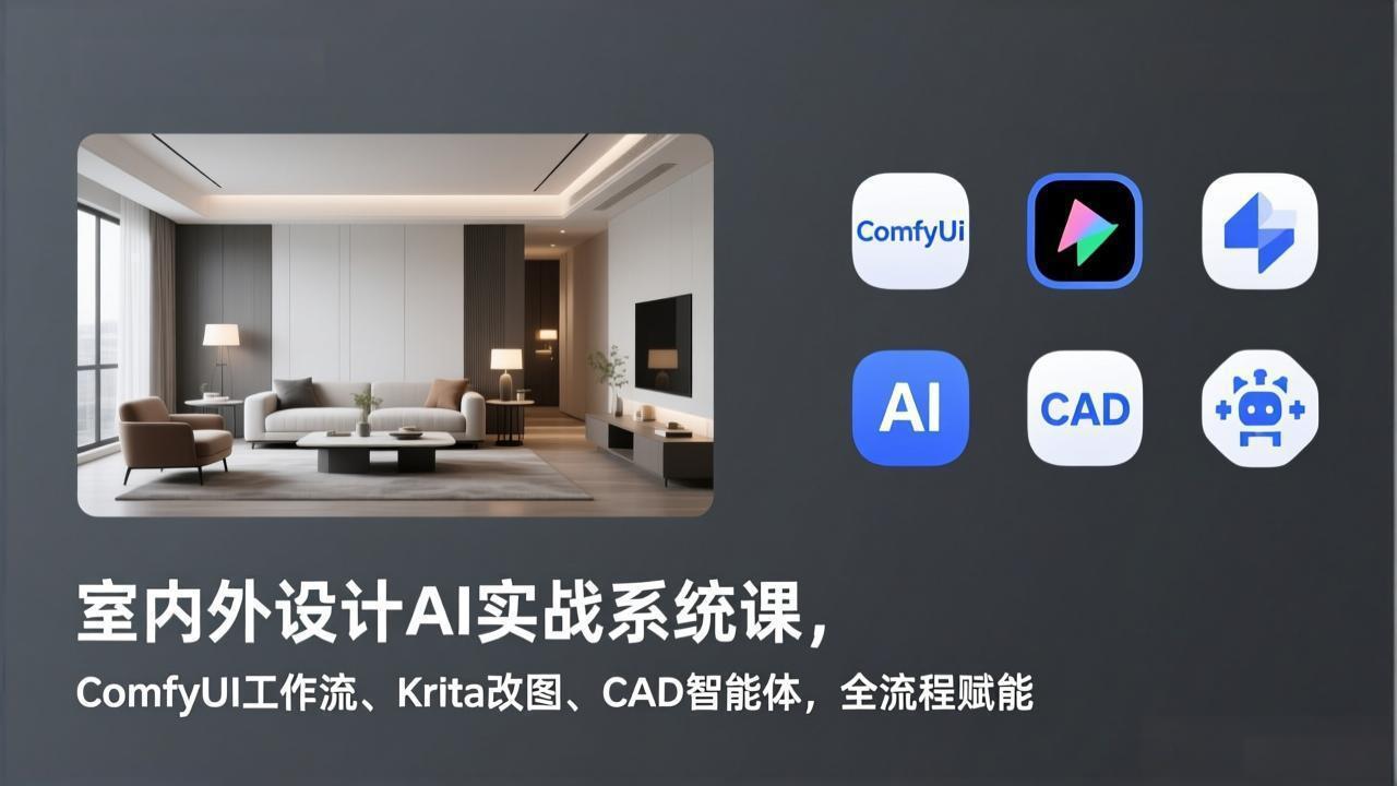 （17371期）室内外设计AI实战系统课，ComfyUI工作流、Krita改图、CAD智能体，全流程赋能-我爱项目网
