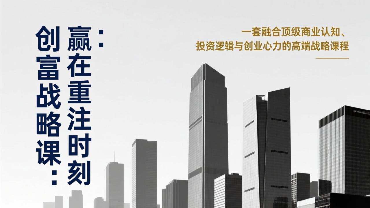 （17337期）《创富战略课：赢在重注时刻》一套融合顶级商业认知、投资逻辑与创业心力的高端战略课程-我爱项目网