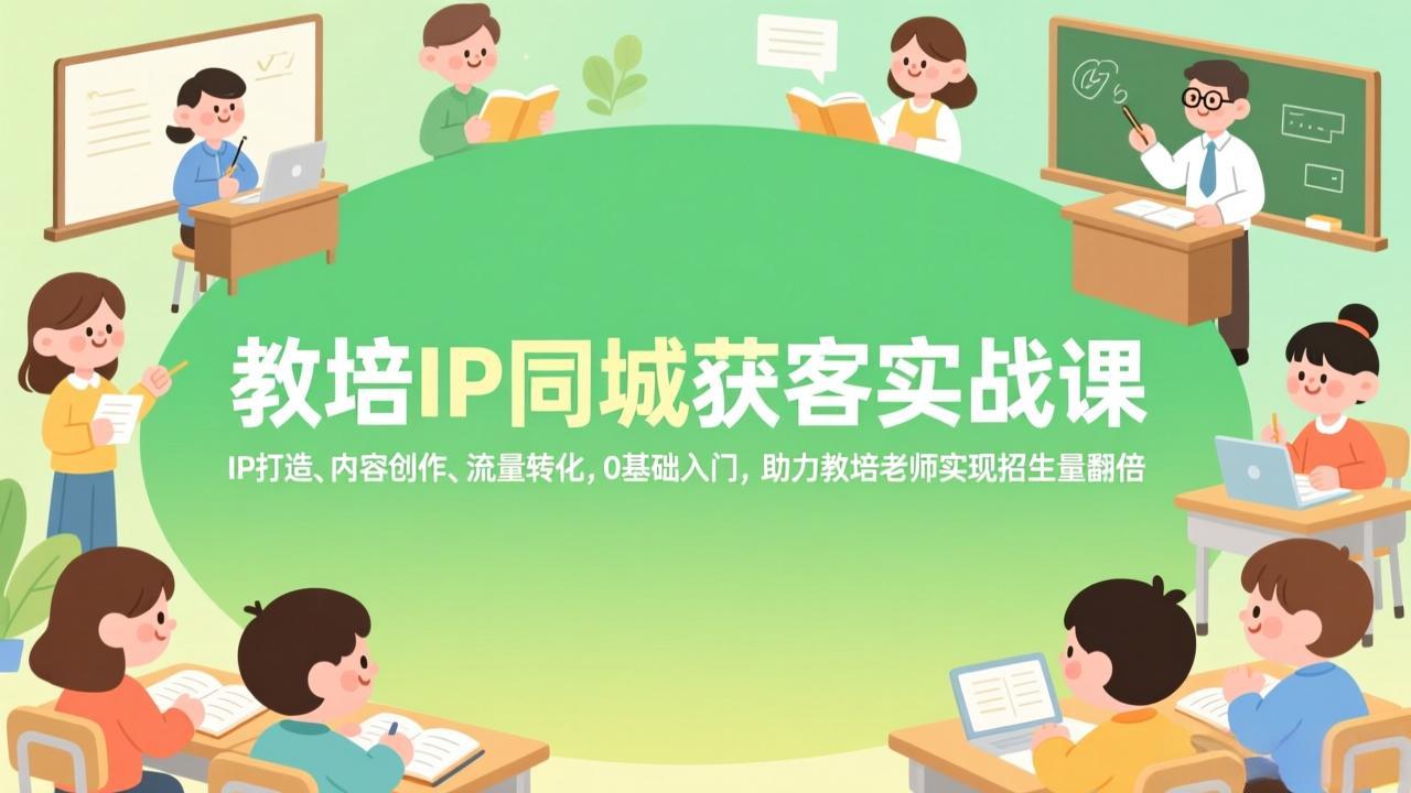 （17341期）教培IP同城获客实战课，IP打造、内容创作、流量转化，0基础入门，助力教培老师实现招生量翻倍-我爱项目网