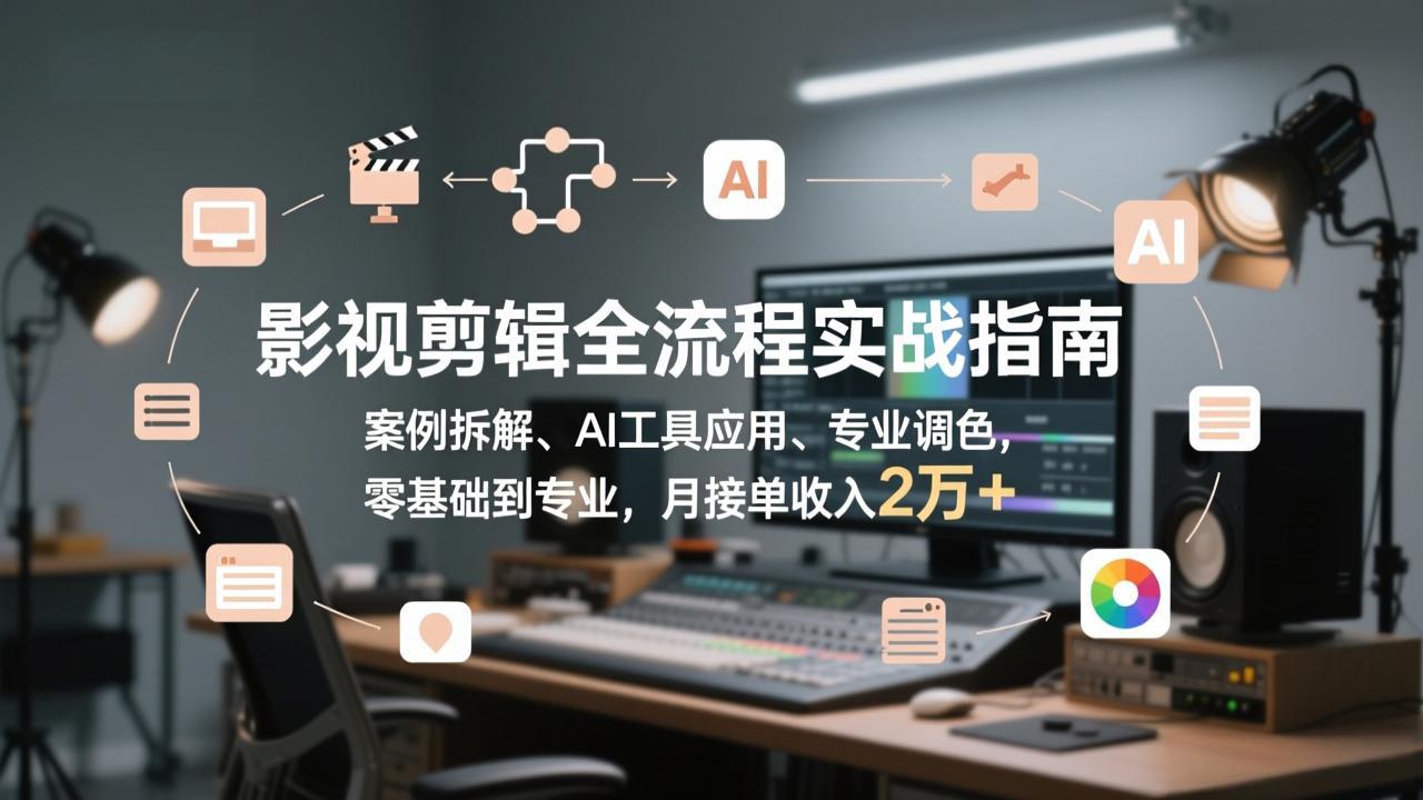 （17338期）影视剪辑全流程实战指南，案例拆解、AI工具应用、专业调色，零基础到专业，月接单收入2万+-我爱项目网