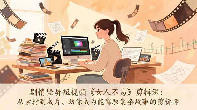 （17305期）剧情竖屏短视频《女人不易》剪辑课：从素材到成片、助你成为能驾驭复杂故事的剪辑师-我爱项目网