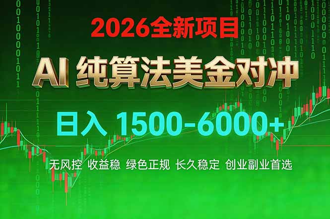 （17466期）2026 全新美金对冲项目，不套平台赠金，不封号，纯算法对冲，日入 1500-6000+-我爱项目网