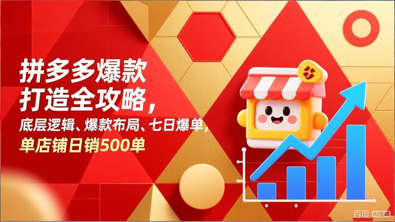 （17346期）拼多多爆款打造全攻略，底层逻辑、爆款布局、七日爆单，单店铺日销500单-我爱项目网