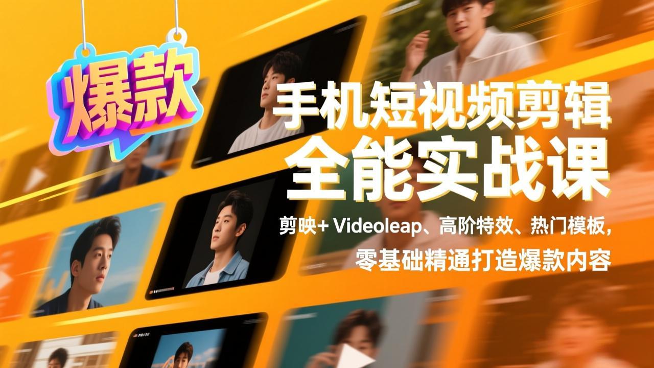 （17347期）手机短视频剪辑全能实战课，剪映+Videoleap、高阶特效、热门模板，零基础精通打造爆款内容-我爱项目网