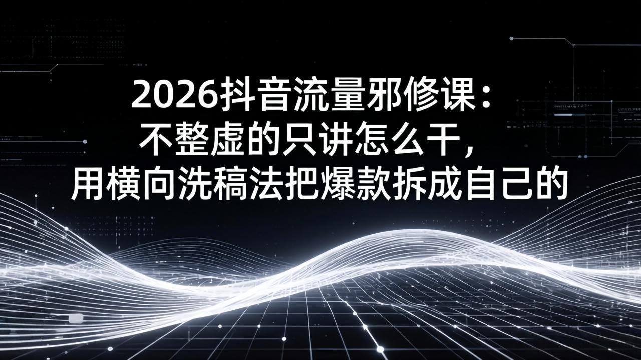 （17725期）2026抖音流量邪修课：不整虚的只讲怎么干，用横向洗稿法把爆款拆成自己的-我爱项目网