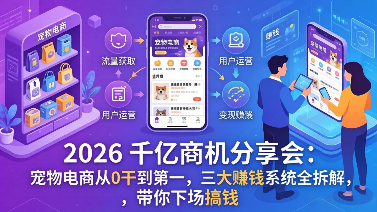 （17726期）2026 千亿商机分享会：宠物电商从0干到第一，三大赚钱系统全拆解，带你下场搞钱-我爱项目网