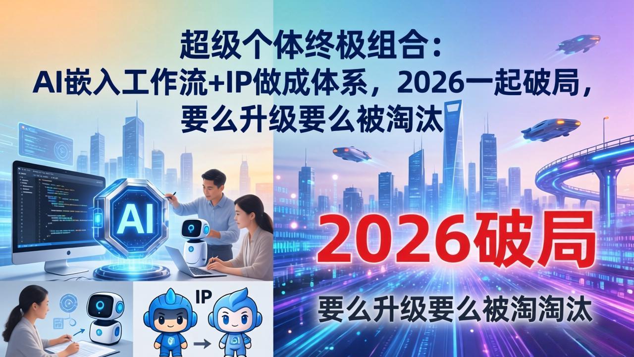 （17808期）超级个体终极组合-更新：AI嵌入工作流+IP做成体系，2026一起破局，要么升级要么被淘汰-我爱项目网