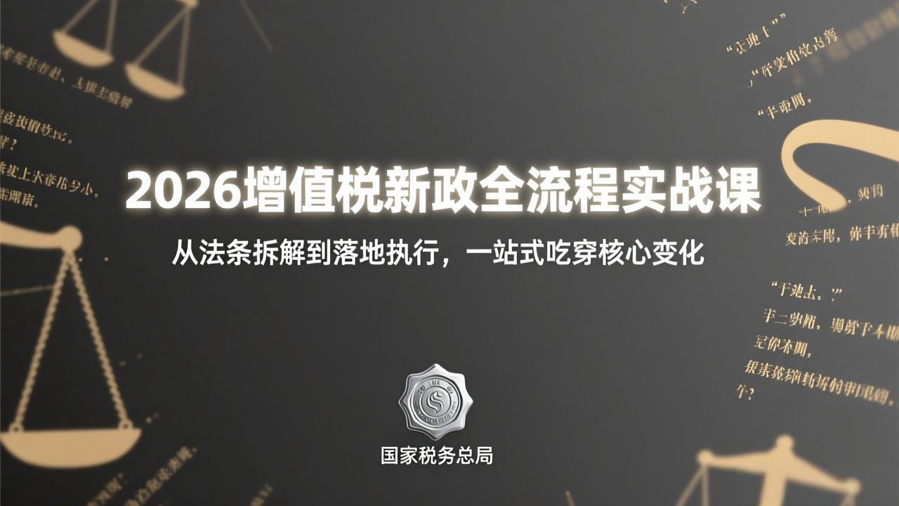 （17529期）2026增值税新政全流程实战课：从法条拆解到落地执行，一站式吃透核心变化-我爱项目网